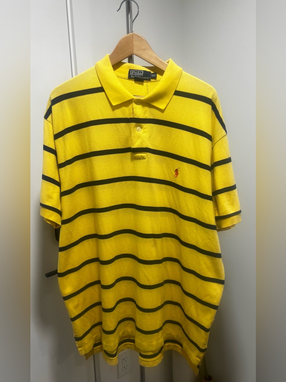 Polo by Ralph Lauren Yellow Polo with Dark Blue Stripes